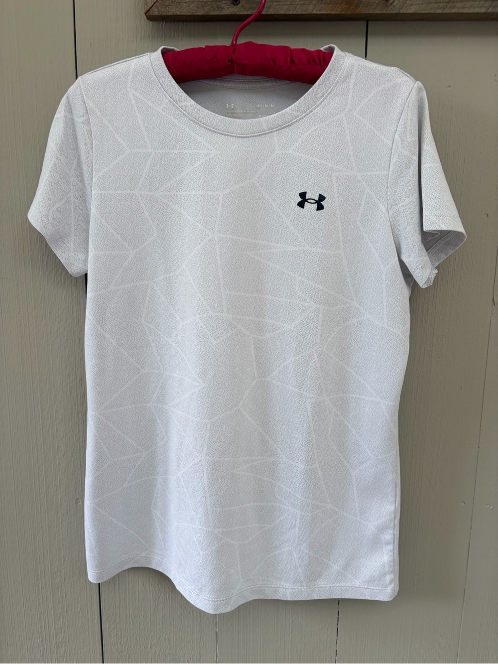 Under Armour White Short Sleeve Performance Tee with Subtle Geo Texture
